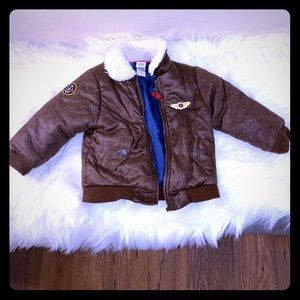 Aviation Pilot Jacket 18m Toddler warm lined coat cute fur zipper boys girls EUC